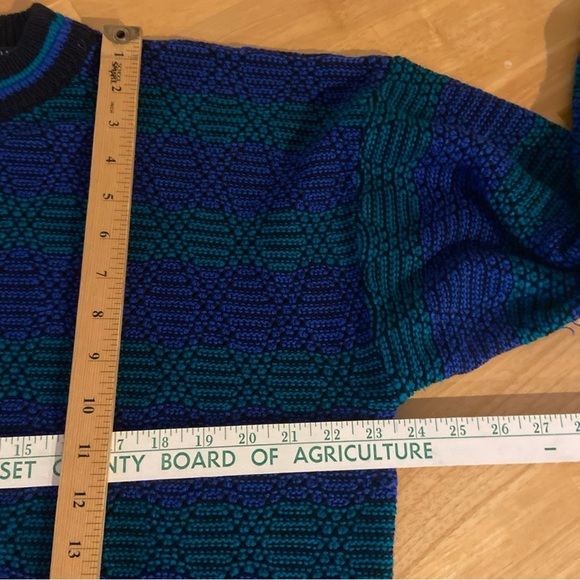 Grandpa Cosby Sweater Mens XL Relaxed Knit 90s Pullover Navy Green Cabincore - Picture 6 of 16